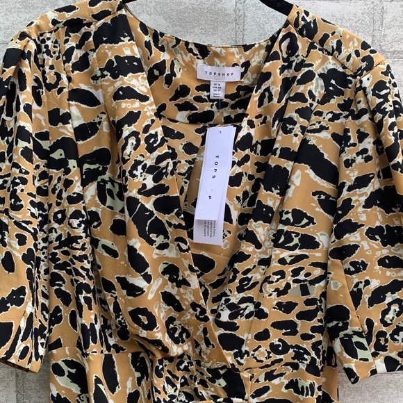 NWT TopShop Leopard Print Mock Wrap Midi Dress - Picture 6 of 10